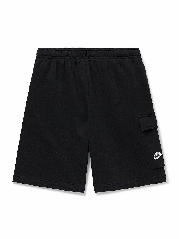 Photo: Nike - Sportswear Club Wide-Leg Cotton-Blend Jersey Cargo Shorts - Black