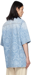 Versace Blue Allover Denim Shirt