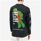 Space Available Men's Long Sleeve New Green World T-Shirt in Black