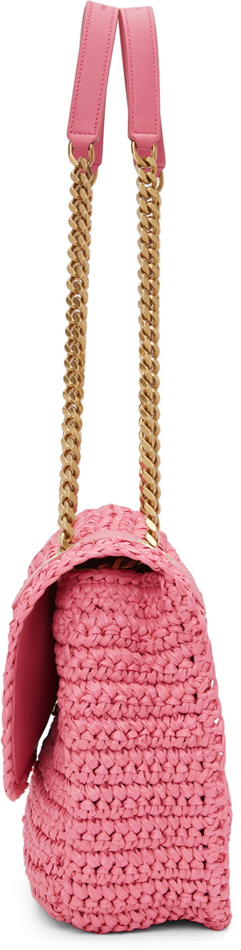 Saint Laurent Medium Niki Raffia Chain Bag in Bright Pink