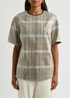 3.1 Phillip Lim Checked Sequin-embellished Woven top Brown