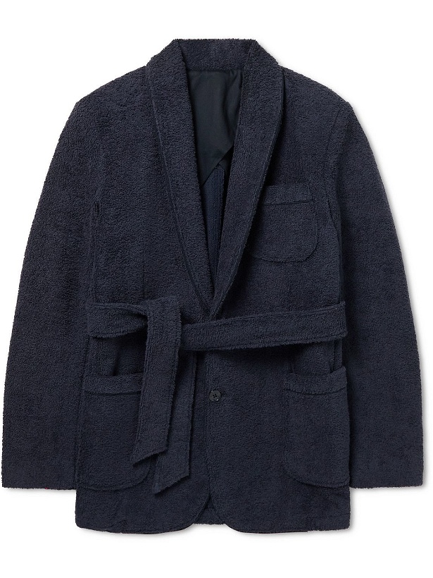 Photo: Orlebar Brown - Darvill Shawl-Collar Belted Cotton-Terry Cardigan - Blue