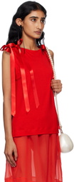 Simone Rocha Red Bow Ribbon Tail Tank Top