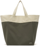 A.P.C. Green & Beige Marty Tote