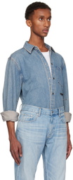 Helmut Lang Blue Curved Classic Denim Shirt