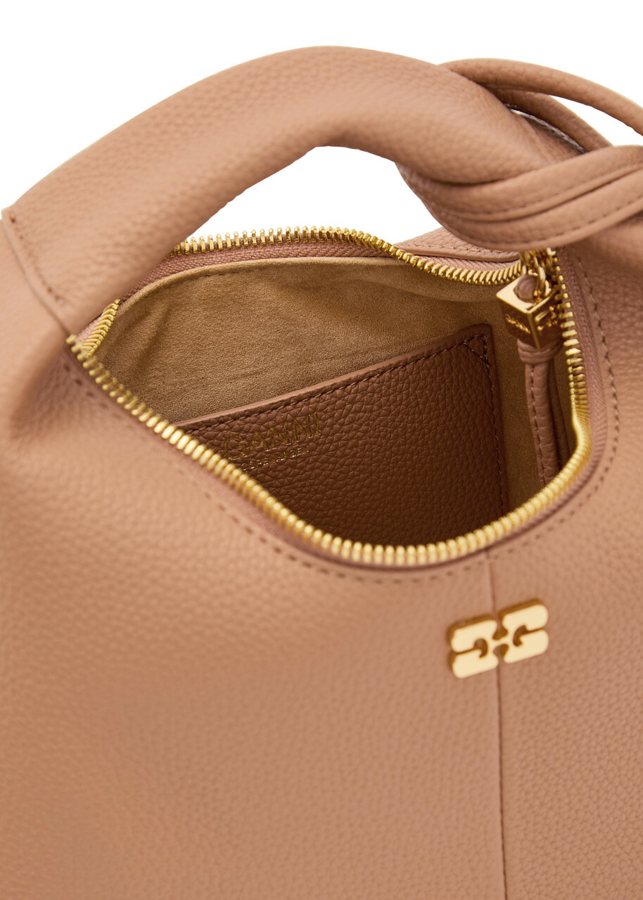 Ganni Hobo Mini Grained Leather top Handle bag - Pink - One Size