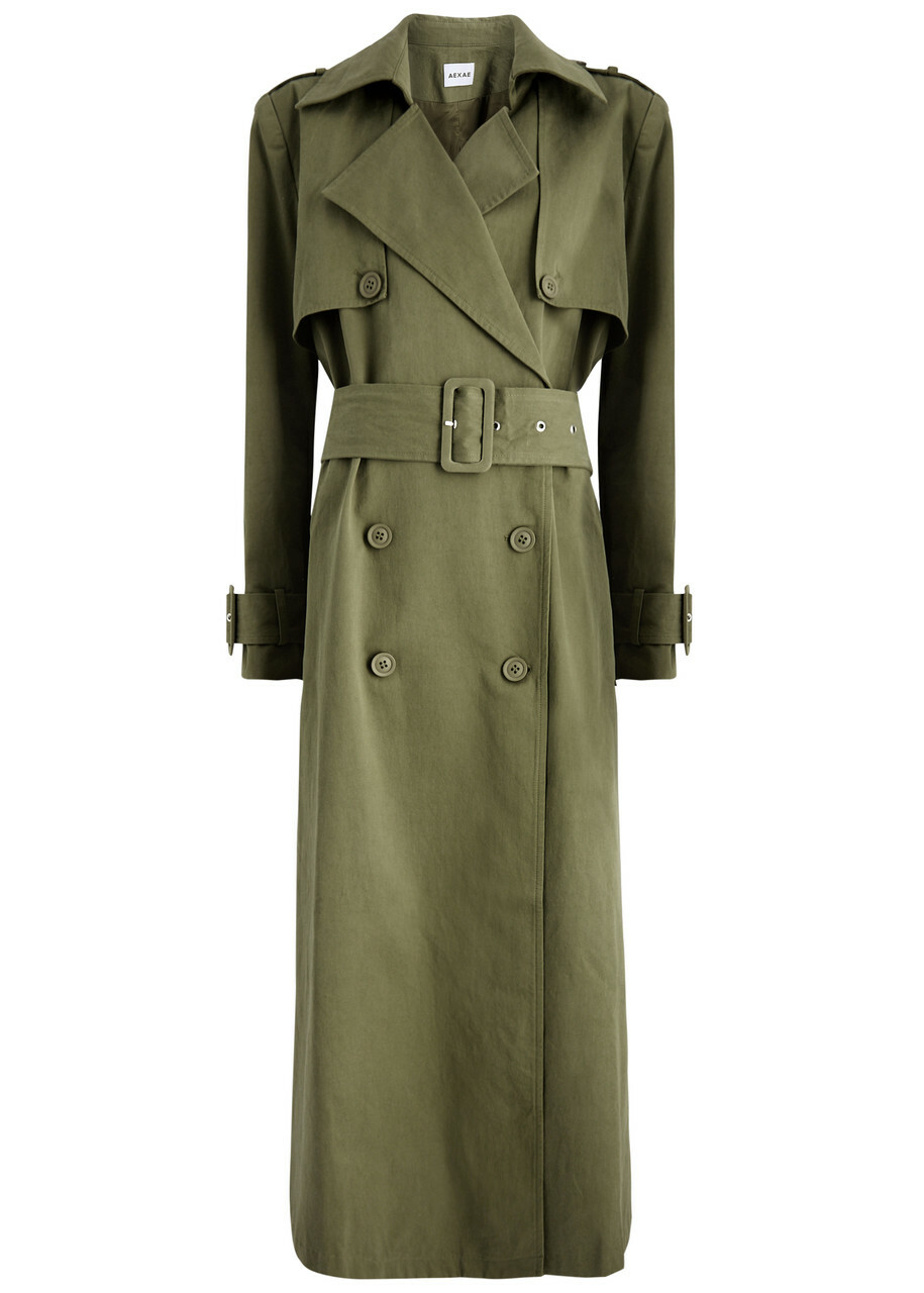 Aexae Double-breasted Cotton Trench Coat Khaki