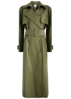 Aexae Double-breasted Cotton Trench Coat Khaki