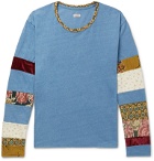 KAPITAL - Panelled Cotton-Jersey T-Shirt - Blue