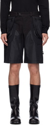 Mugler Black Technical Fabric Cargo Shorts
