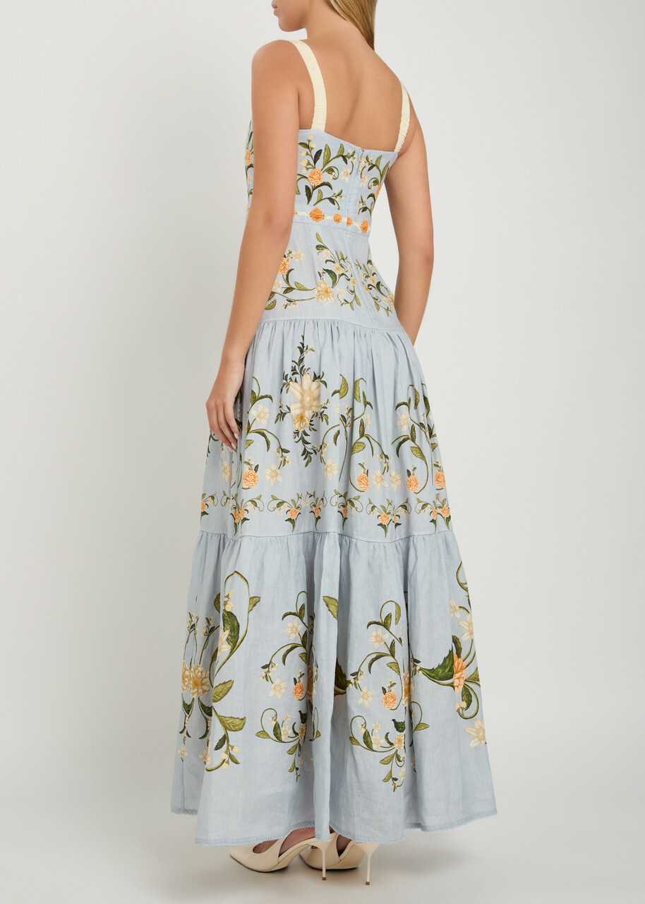 Agua BY Agua Bendita Lima Valle Floral-print Linen Maxi Dress Multicoloured