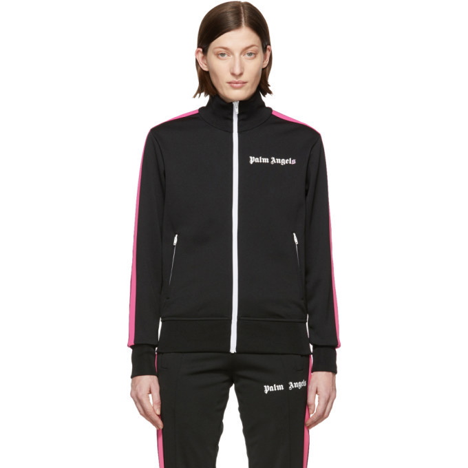 Photo: Palm Angels Black and Pink Jersey Track Jacket