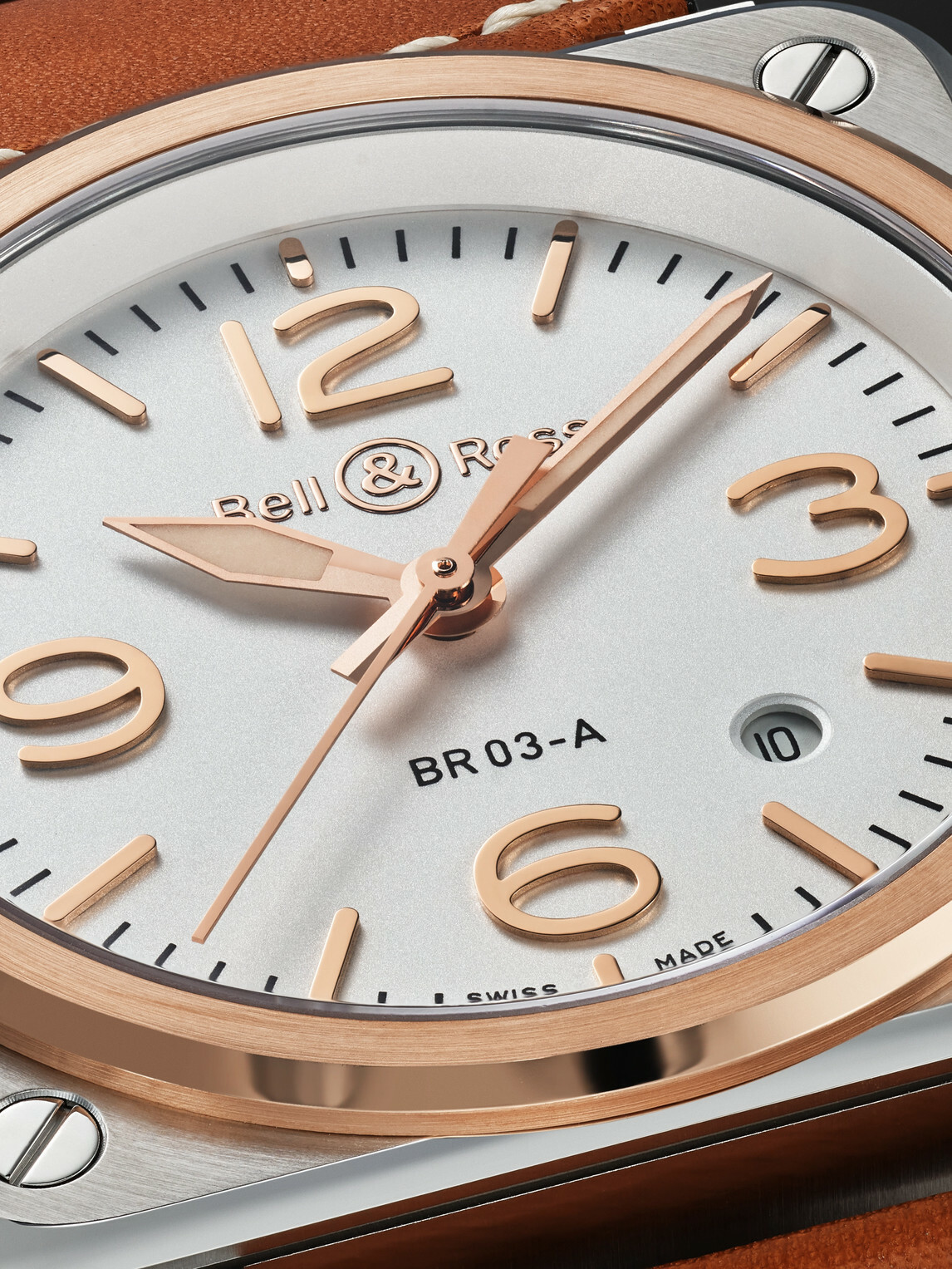 Bell & Ross - BR-03 Automatic 18-Karat Rose Gold and Steel Watch, Ref. BR03A-WH-STPG/SCA