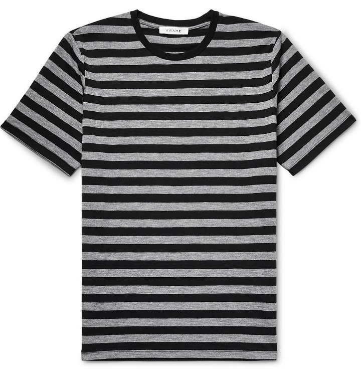 Photo: FRAME - Mélange Striped Tech-Jersey T-Shirt - Men - Gray