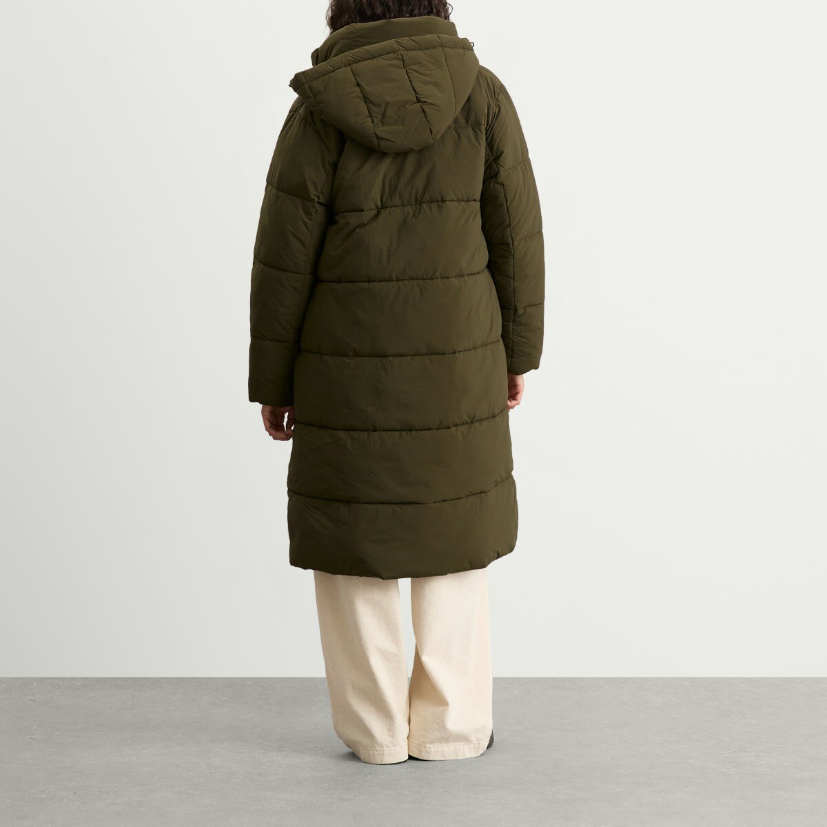 Closed Women's Longline Puffer Coat in Marsh Green