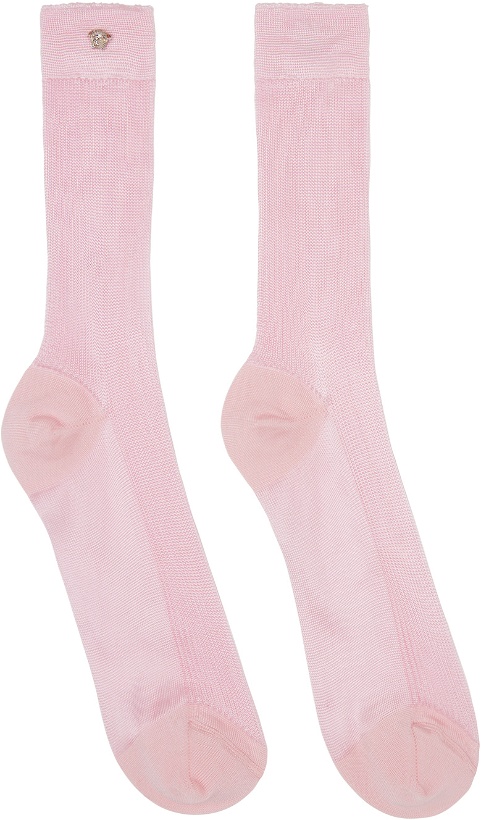 Photo: Versace Pink Ribbed Knit Socks