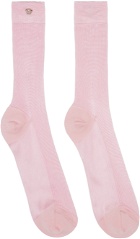 Versace Pink Ribbed Knit Socks