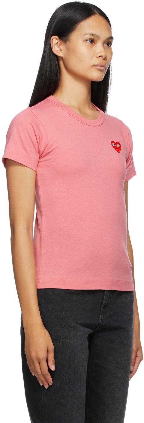COMME des GARÇONS PLAY Pink Heart Patch T-Shirt