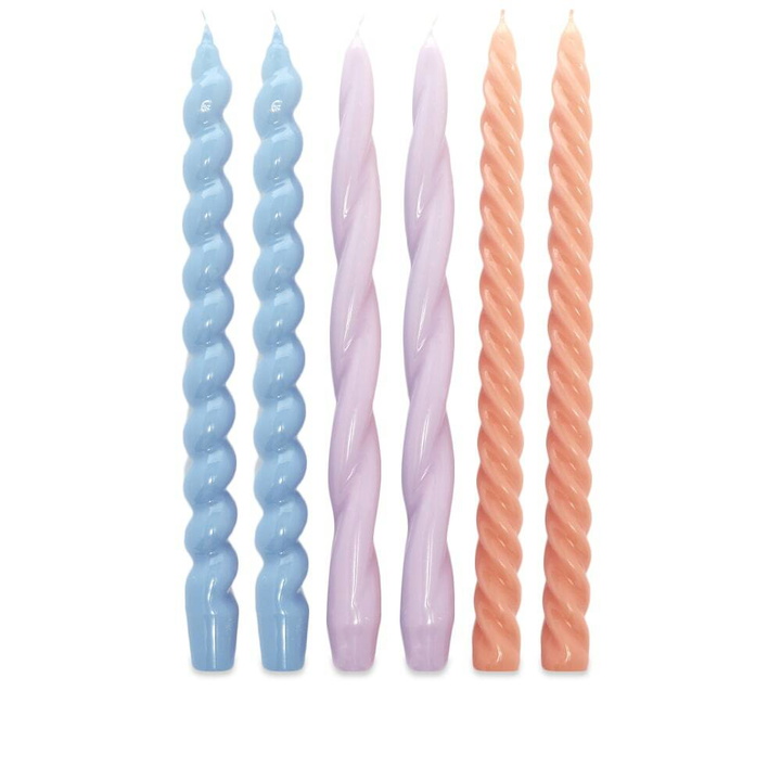 Photo: HAY Long Candles - Set Of 6 in Lilac/Light Blue/Peach