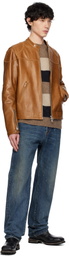 AFTER PRAY Tan Mavericks Motorcycle Leather Jacket