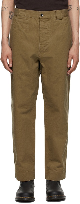 Photo: MHL by Margaret Howell Khaki Cotton Drill Tapered Workwear Trousers