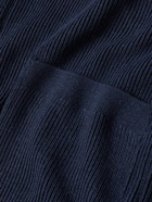 Sunspel - Shawl-Collar Ribbed Merino Wool and Cotton-Blend Cardigan - Blue
