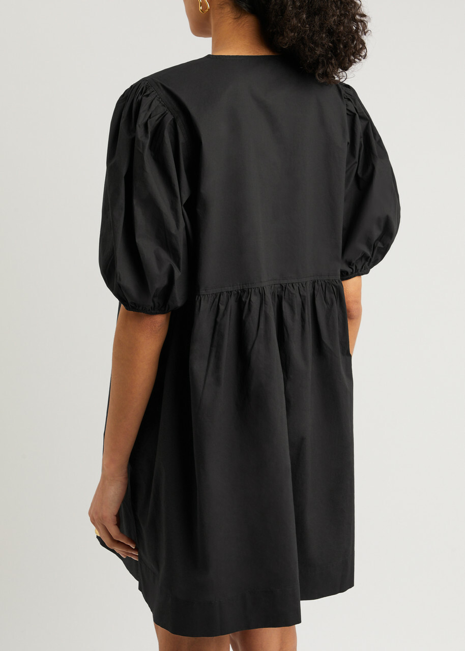 Ganni Cotton-poplin Mini Dress Black GANNI