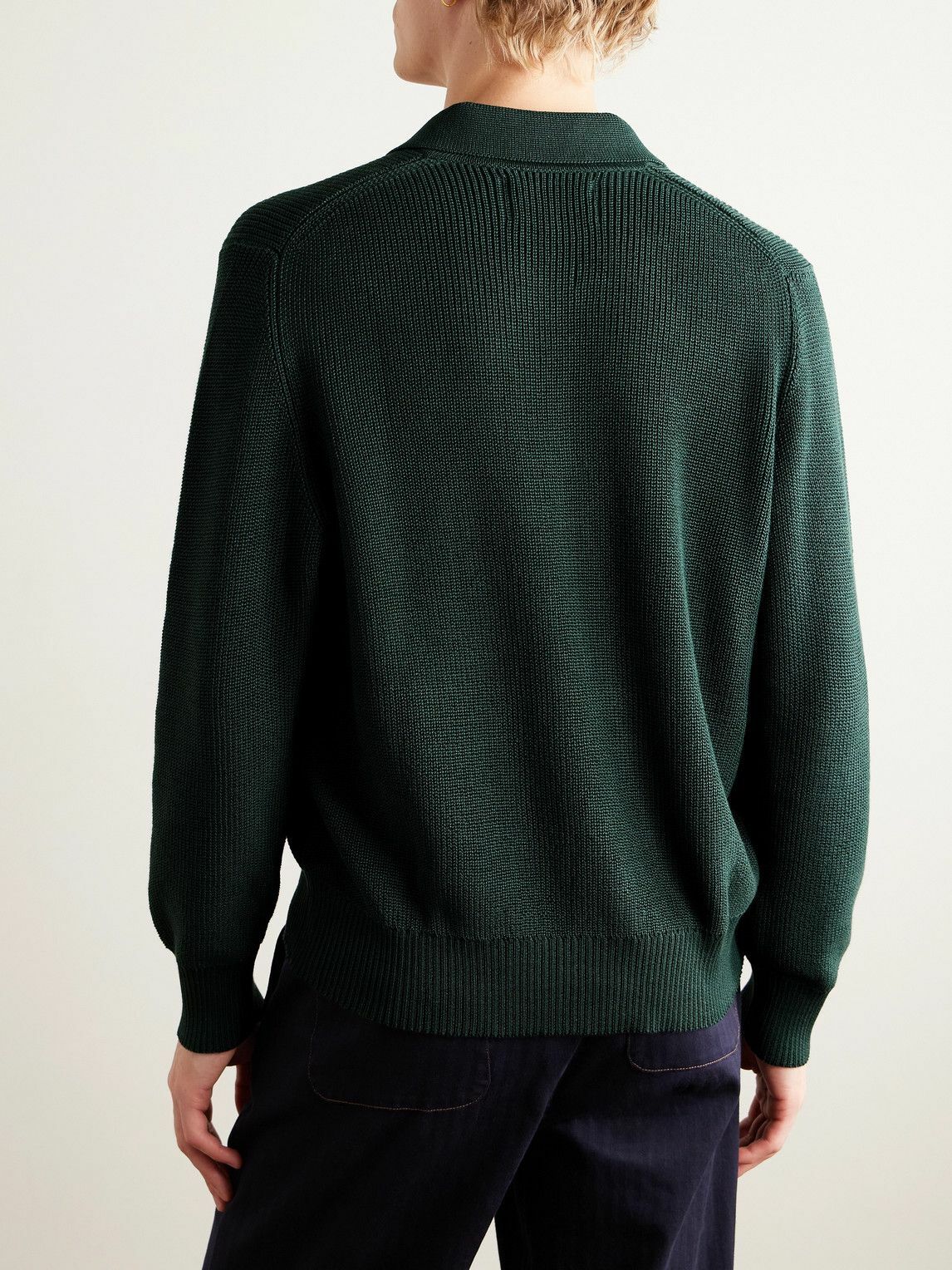Corridor - Ribbed Organic Mercerised Cotton Polo Shirt - Green
