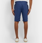 Loro Piana - Slim-Fit Pleated Linen Shorts - Blue