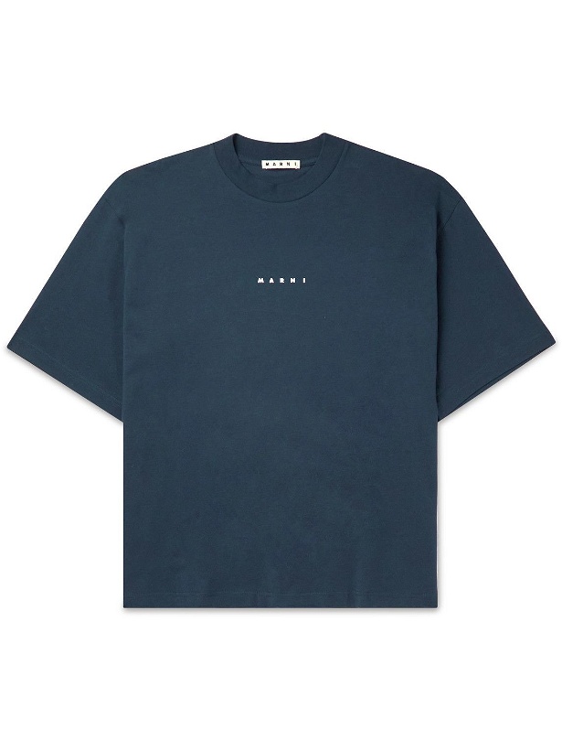 Photo: Marni - Logo-Print Cotton-Jersey T-Shirt - Blue