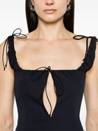 Elena Velez Navy Blue Front Slit Sleeveless Top