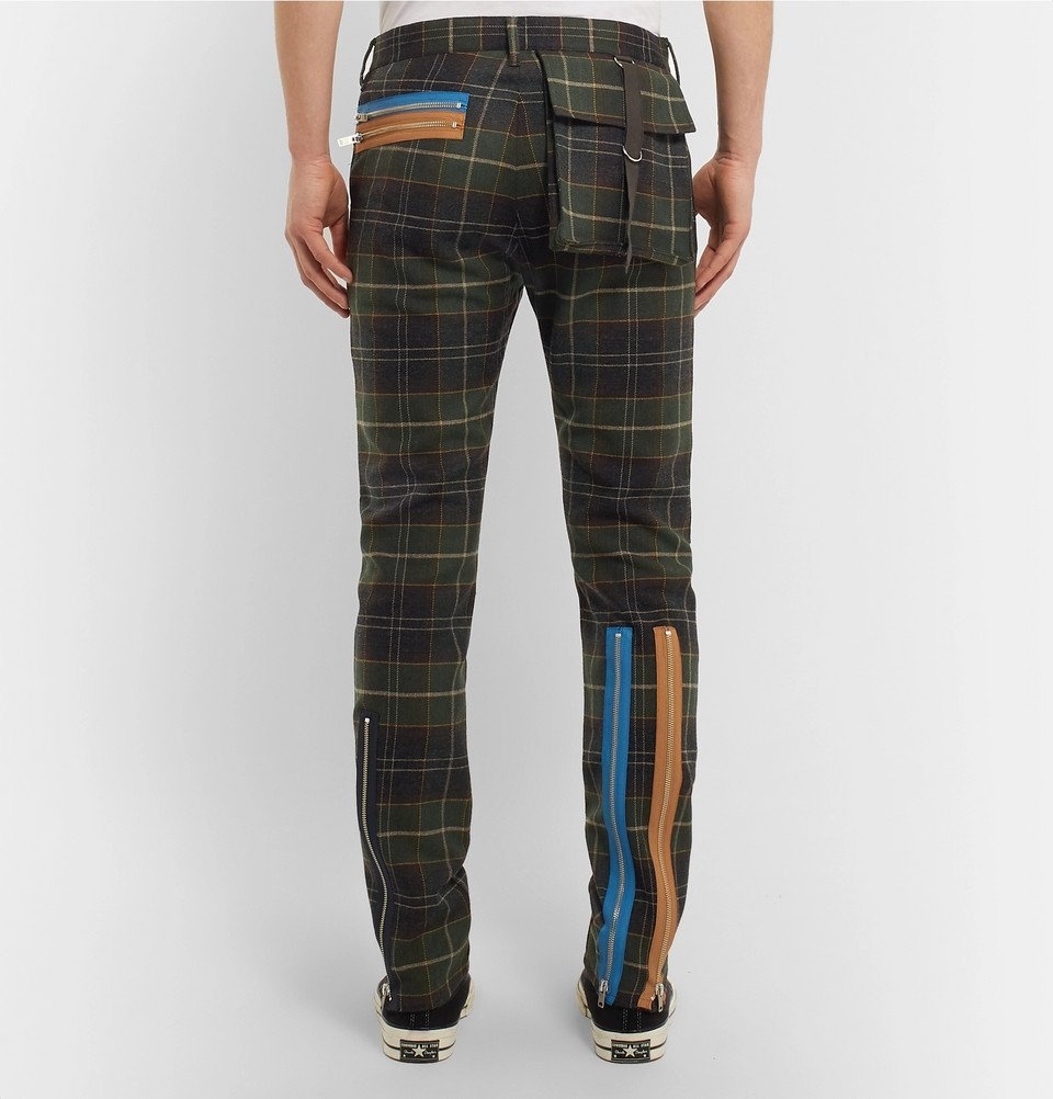 Undercover - Skinny-Fit Checked Wool Trousers - Green Undercover