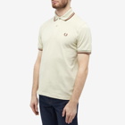 Fred Perry Men's Twin Tipped Polo Shirt - Made in England in Oatmeal/Dark Caramel/Whisky Brown
