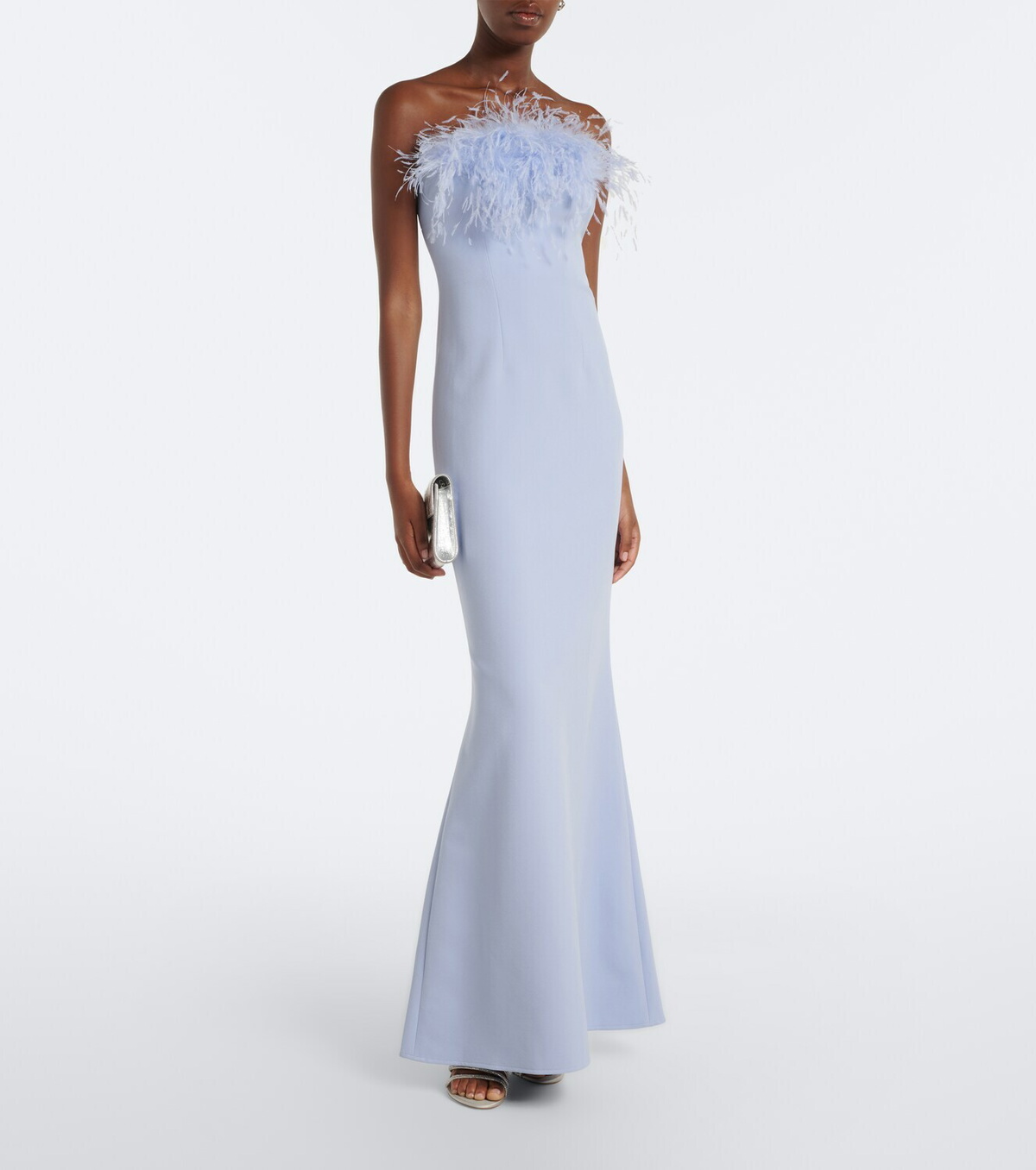 Safiyaa Soshin feather-trimmed crêpe gown