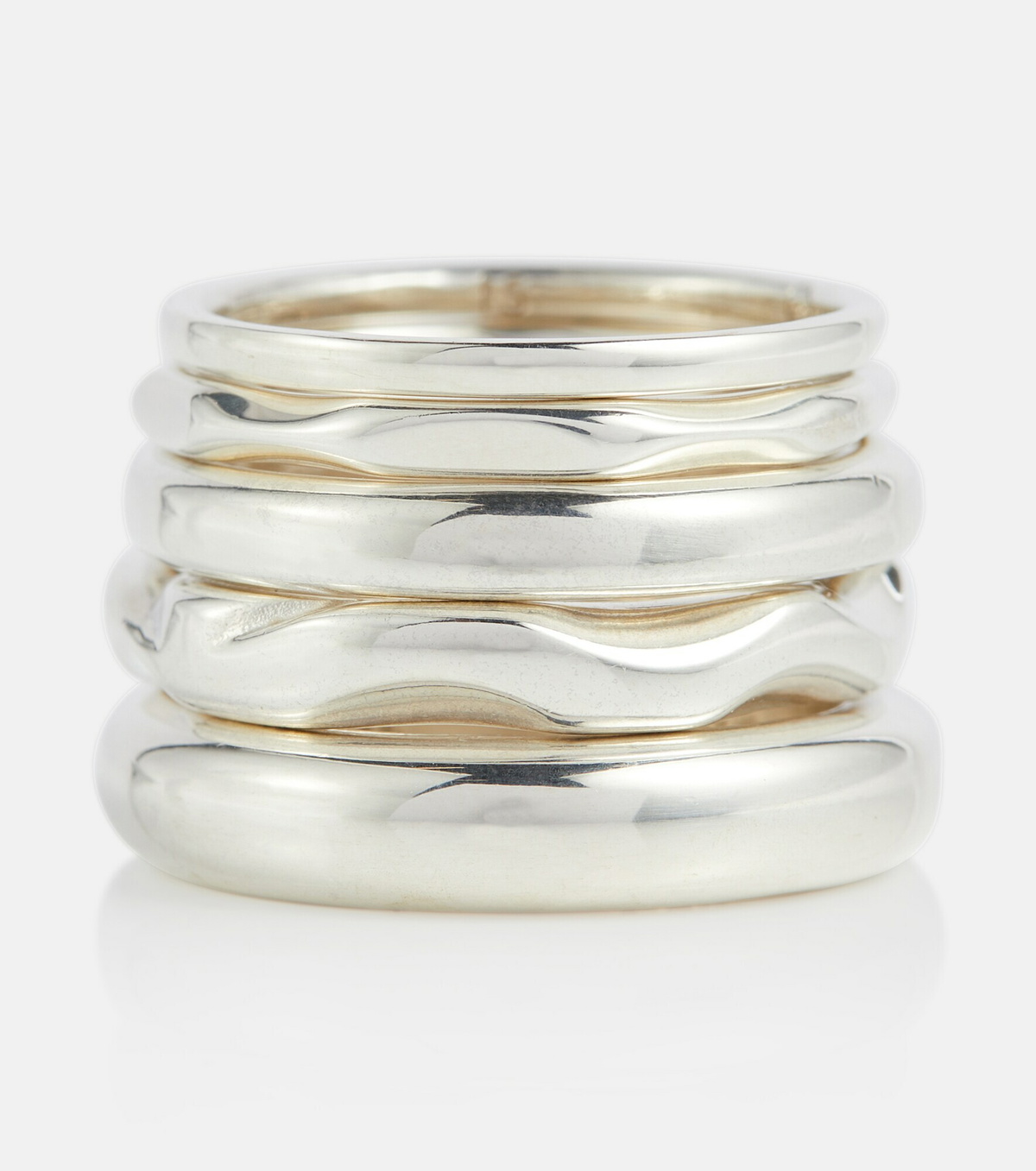 Bottega Veneta - Essentials set of 5 sterling silver rings Bottega
