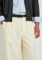 Ami Paris Pleated Wide-leg Wool Trousers Cream