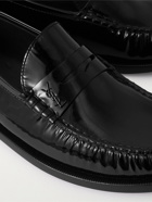 SAINT LAURENT - Mag Patent-Leather Penny Loafers - Black