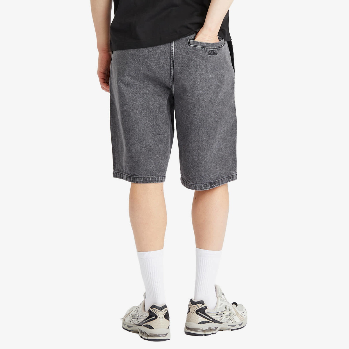 Dime Men's Pleated Denim Shorts in Faded Black