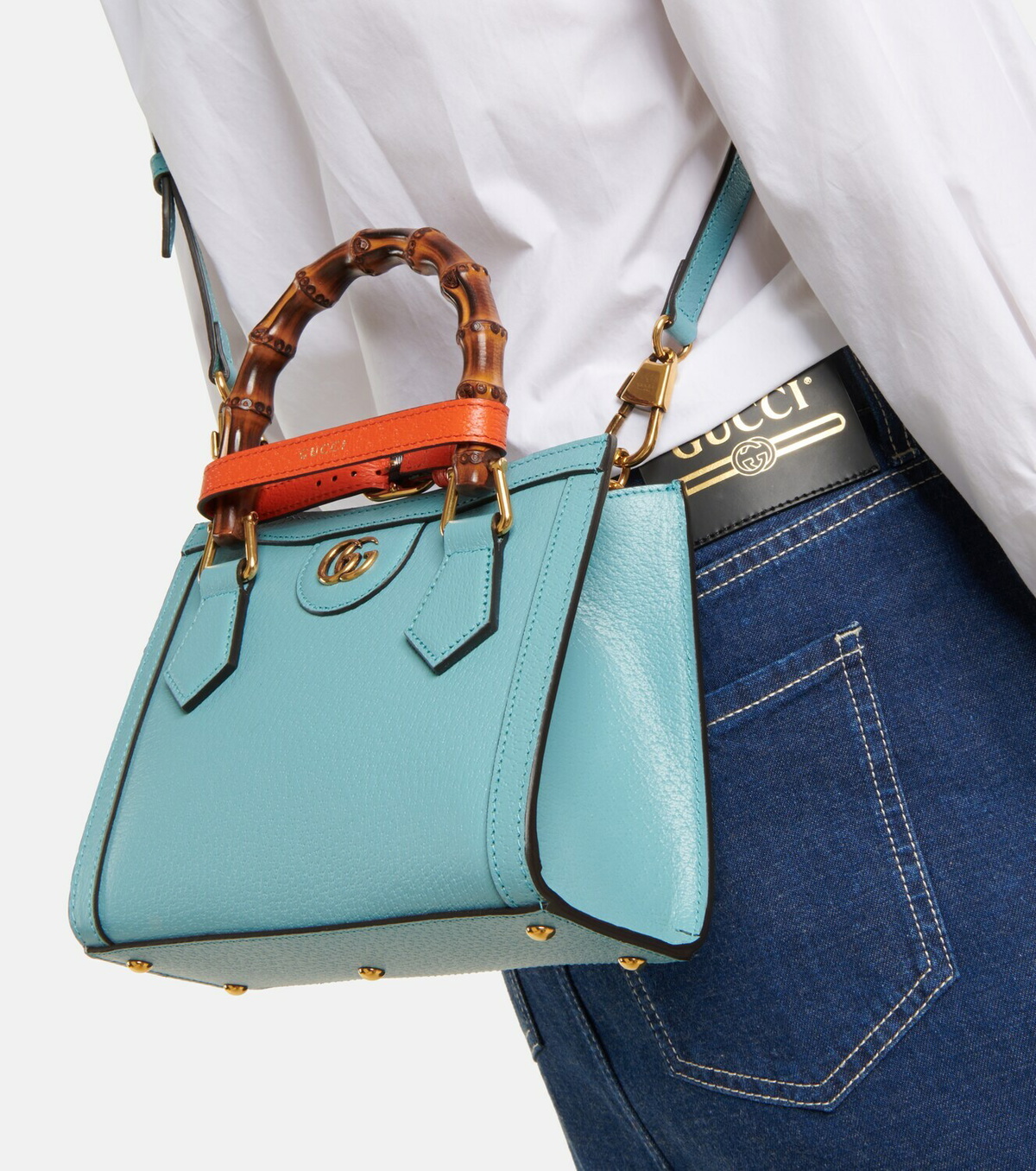 ショルダーバッグ・ポシェット Diana Mini Leather Tote Diana Mini leather tote bag in blue - Gucci | Mytheresa