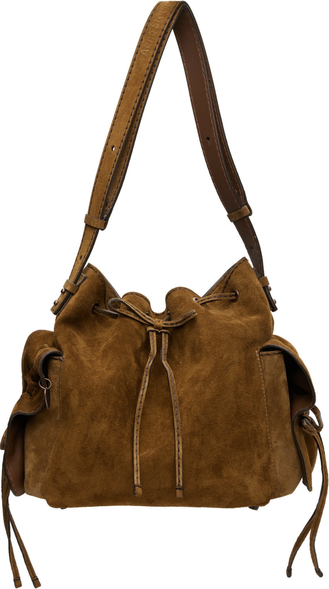 Acne Studios Tan Multipocket Suede Bucket Bag