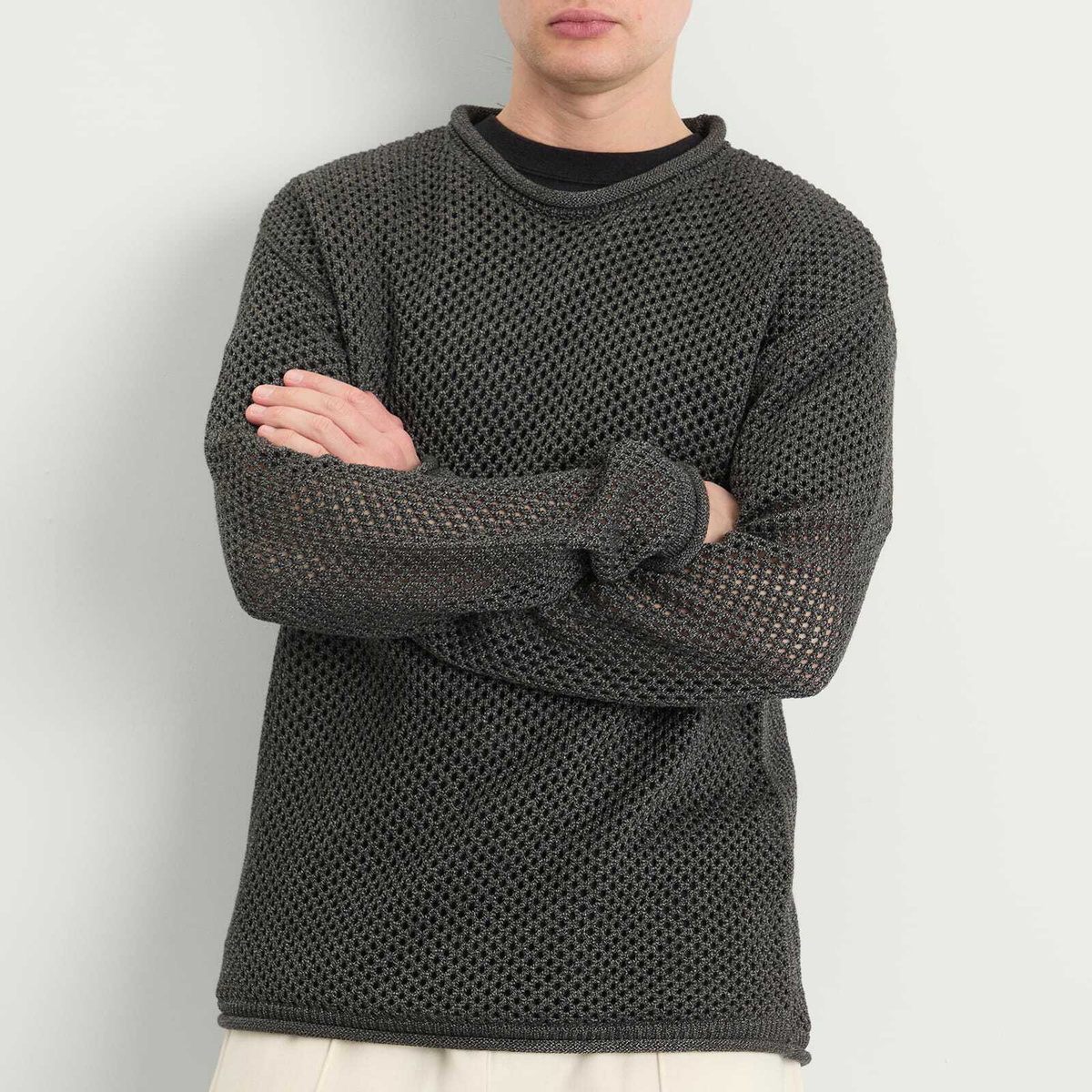 Merely Made Men's Netting Sweater in Black