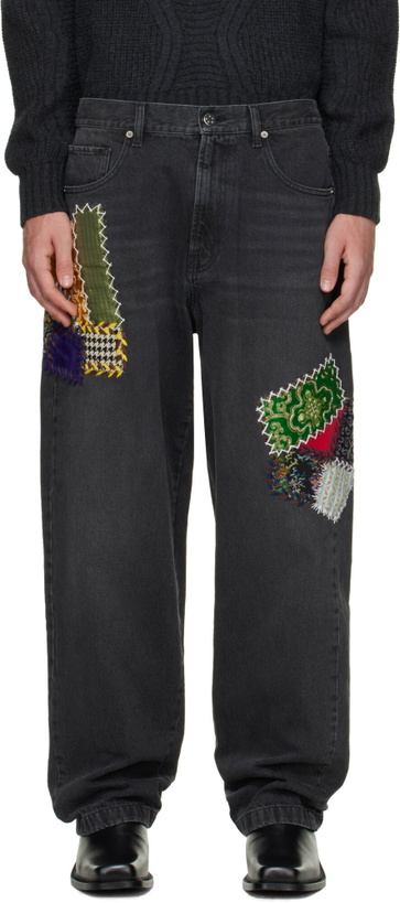 Photo: BLUEMARBLE Black Embroidered Patchwork Jeans