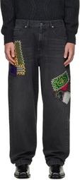 BLUEMARBLE Black Embroidered Patchwork Jeans