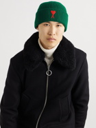 AMI PARIS - Logo-Embroidered Ribbed Wool Beanie