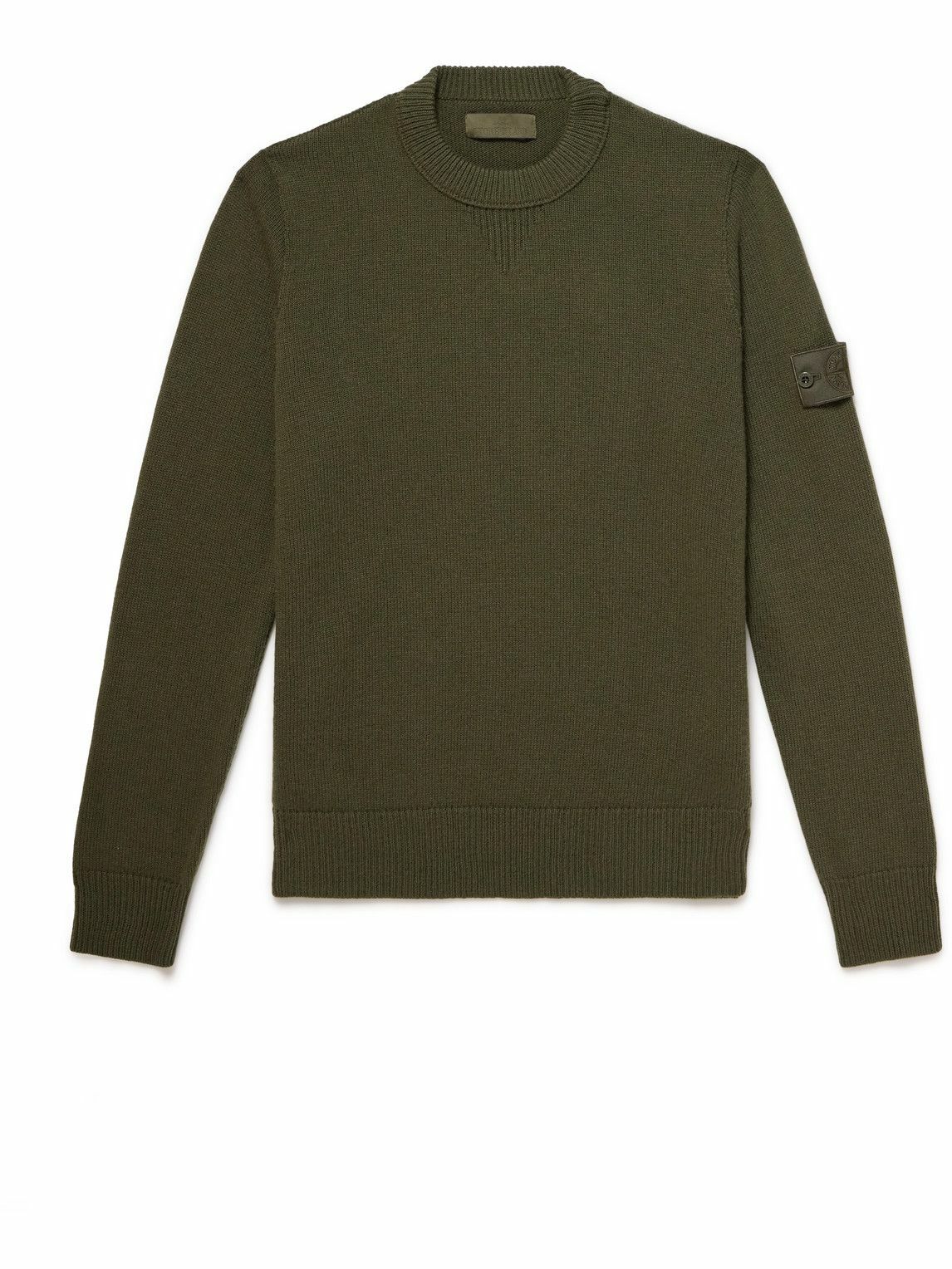 Stone Island - Ghost Logo-Appliquéd Wool Sweater - Green Stone Island