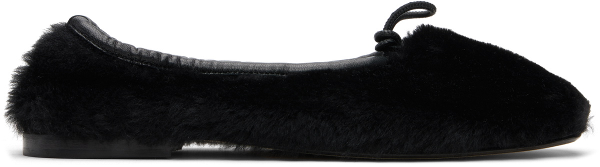 HEREU Black Puntera Shearling Ballerina Flats