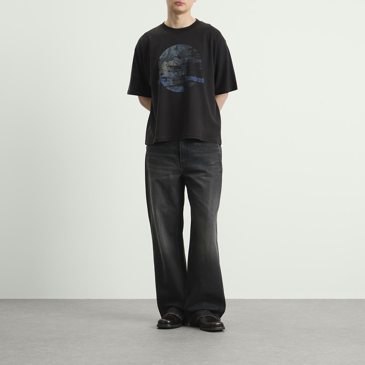 Won Hundred Men's Houston Globe T-Shirt in Washed Black
