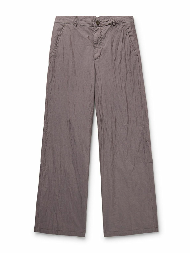 Photo: Our Legacy - Straight-Leg Crinkled Cotton-Blend Trousers - Purple