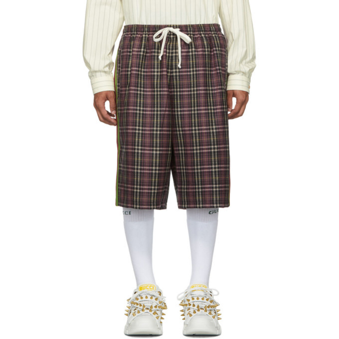 Photo: Gucci Purple and Black Fancy Tartan Shorts