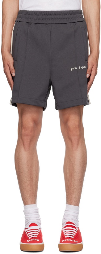 Photo: Palm Angels Gray Classic Track Shorts